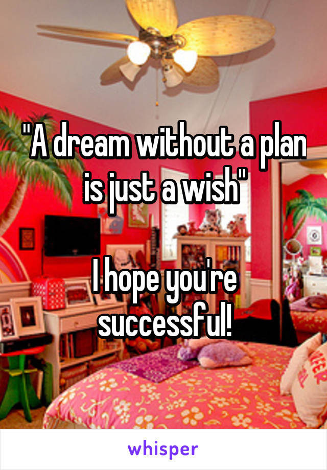 "A dream without a plan is just a wish"

I hope you're successful!