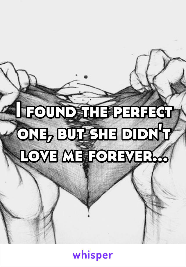 I found the perfect one, but she didn't love me forever...