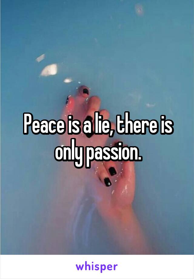 Peace is a lie, there is only passion.