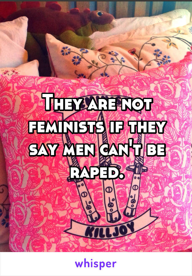 They are not feminists if they say men can't be raped.