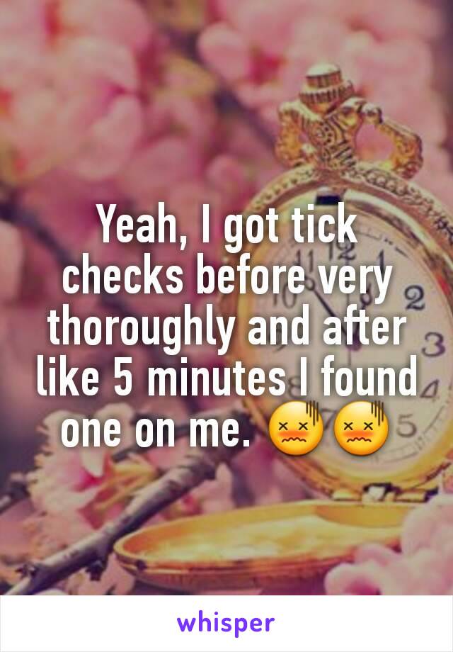 Yeah, I got tick checks before very thoroughly and after like 5 minutes I found one on me. 😖😖