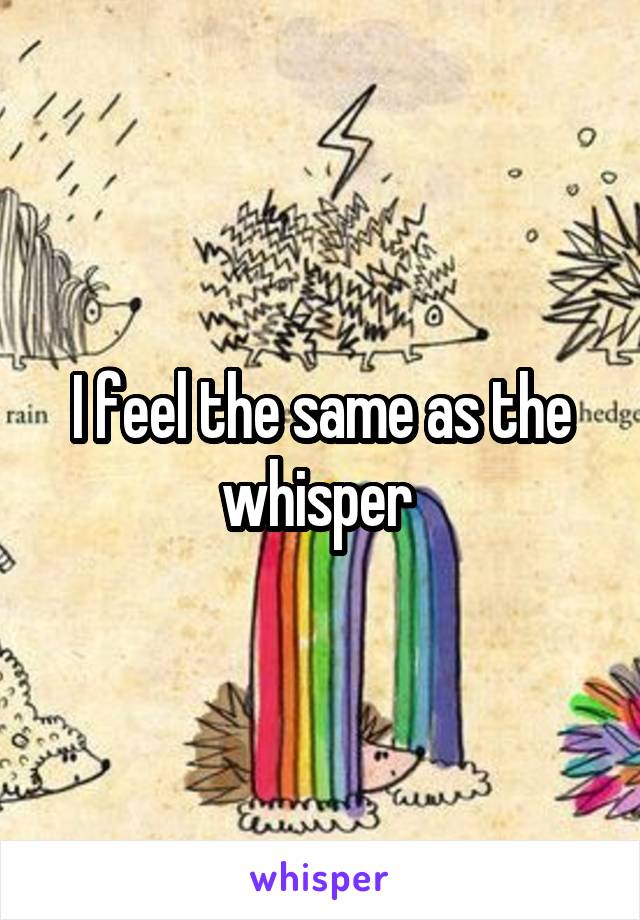 I feel the same as the whisper 