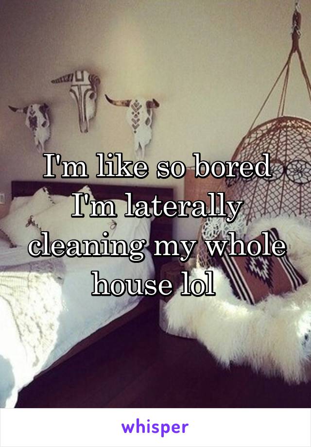 I'm like so bored I'm laterally cleaning my whole house lol 