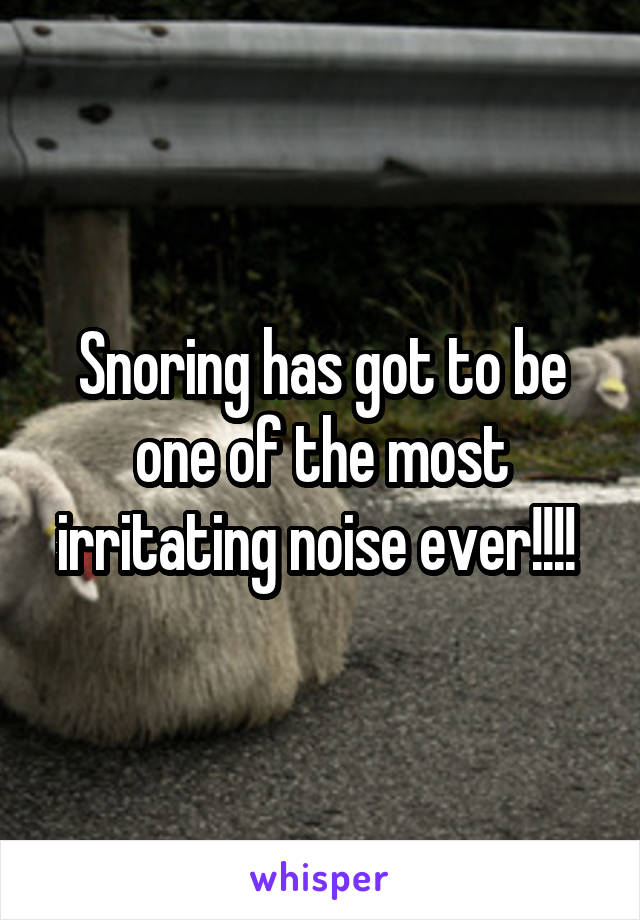 Snoring has got to be one of the most irritating noise ever!!!! 