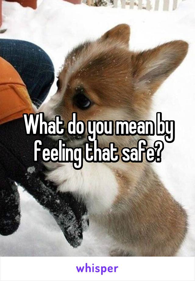 What do you mean by feeling that safe?