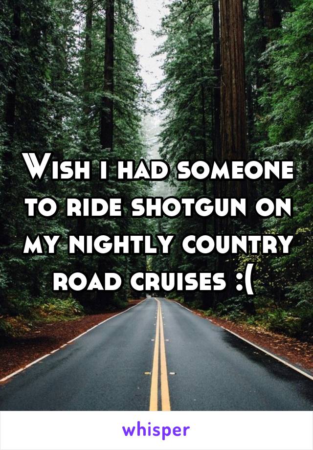 Wish i had someone to ride shotgun on my nightly country road cruises :( 