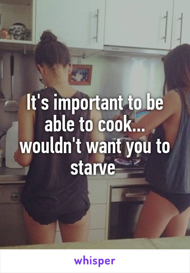 It's important to be able to cook... wouldn't want you to starve 