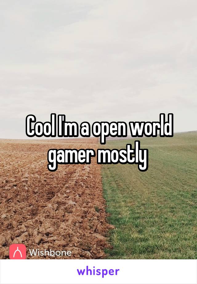 Cool I'm a open world gamer mostly 