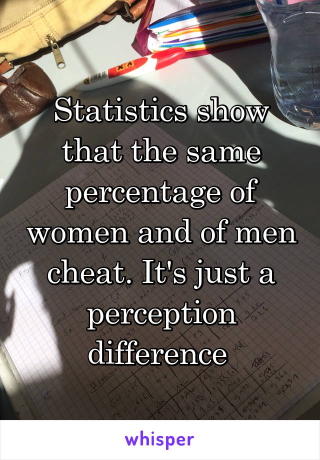 Statistics show that the same percentage of women and of men cheat. It's just a perception difference 