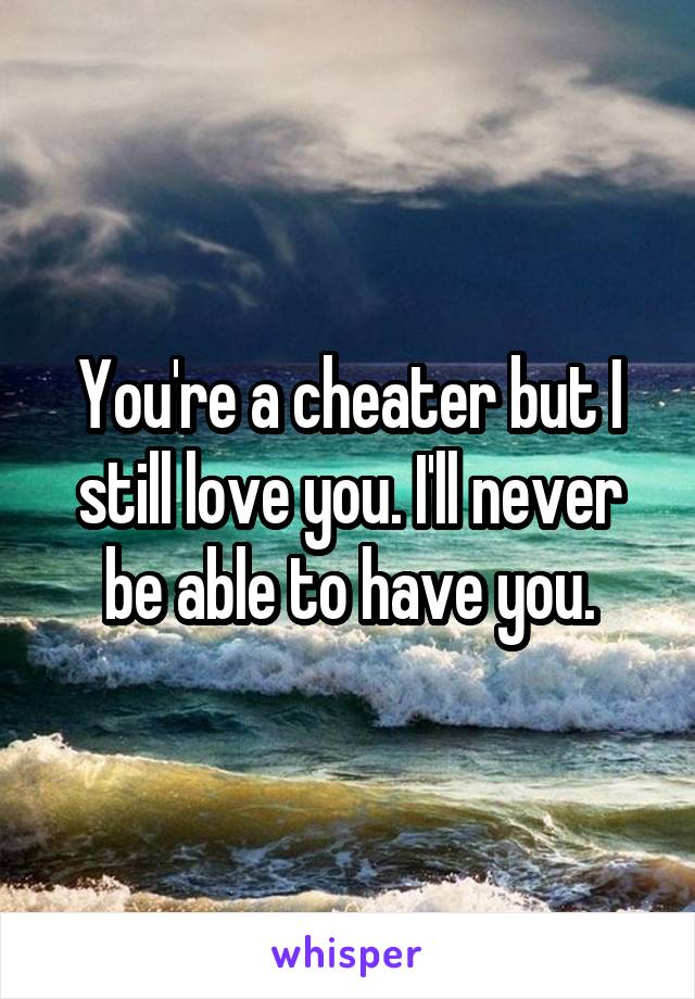 You're a cheater but I still love you. I'll never be able to have you.