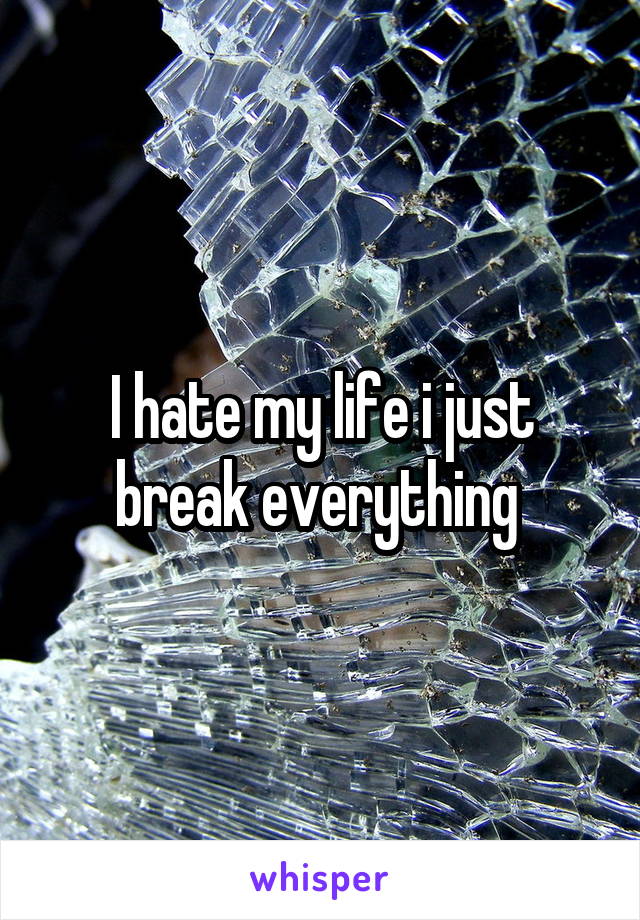I hate my life i just break everything 