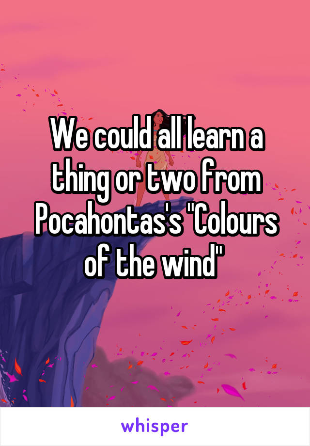 We could all learn a thing or two from Pocahontas's "Colours of the wind" 
