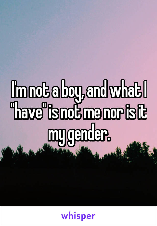 I'm not a boy, and what I "have" is not me nor is it my gender.
