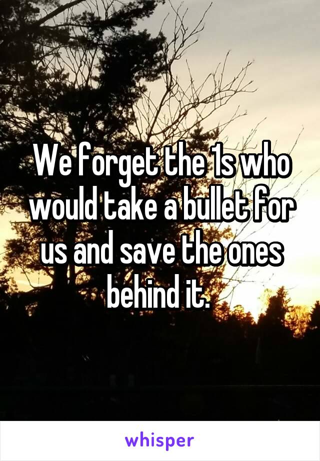 We forget the 1s who would take a bullet for us and save the ones behind it. 