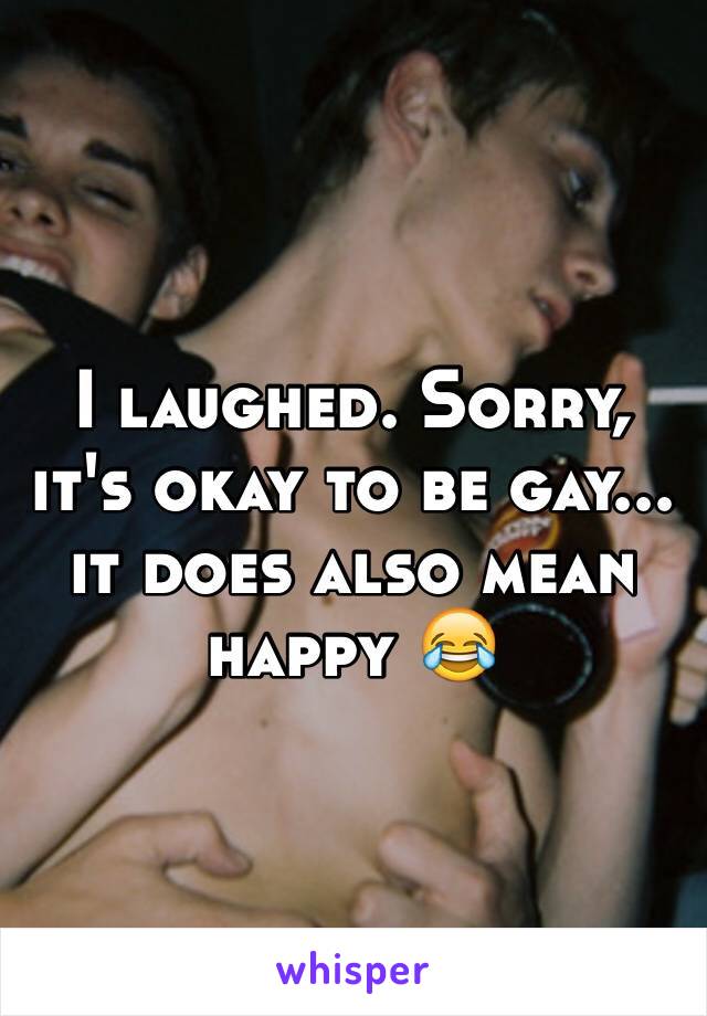 I laughed. Sorry, it's okay to be gay... it does also mean happy 😂