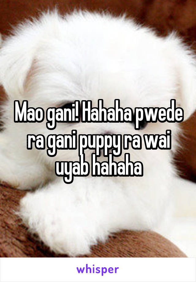 Mao gani! Hahaha pwede ra gani puppy ra wai uyab hahaha