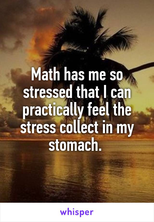 Math has me so stressed that I can practically feel the stress collect in my stomach. 