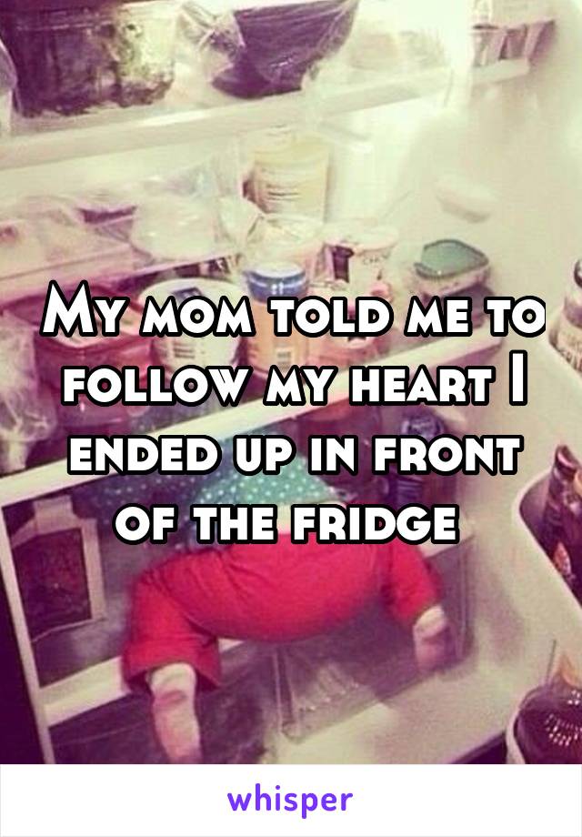 My mom told me to follow my heart I ended up in front of the fridge 