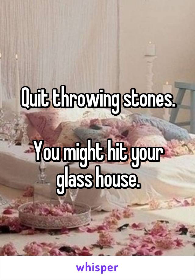 Quit throwing stones.

You might hit your glass house.