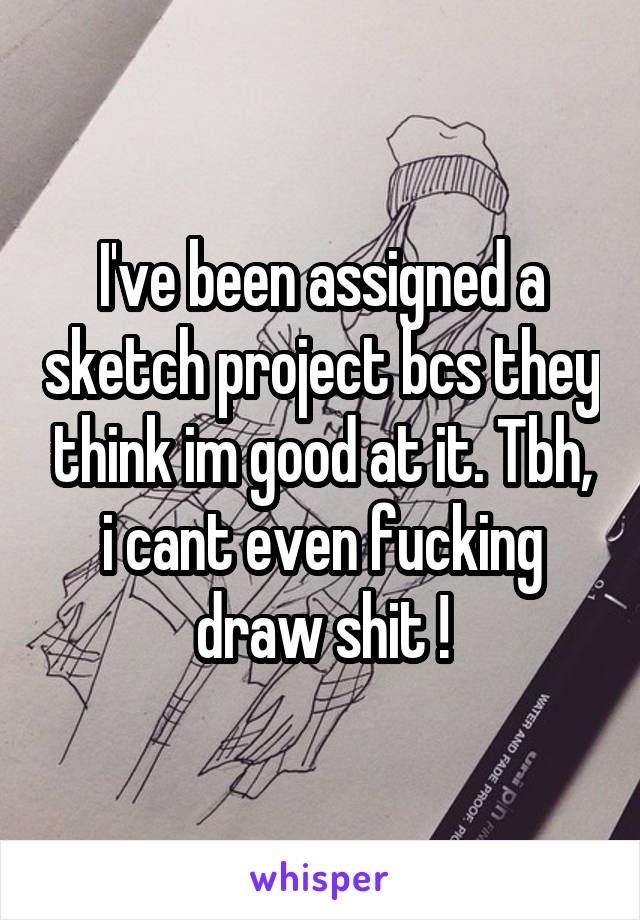 I've been assigned a sketch project bcs they think im good at it. Tbh, i cant even fucking draw shit !