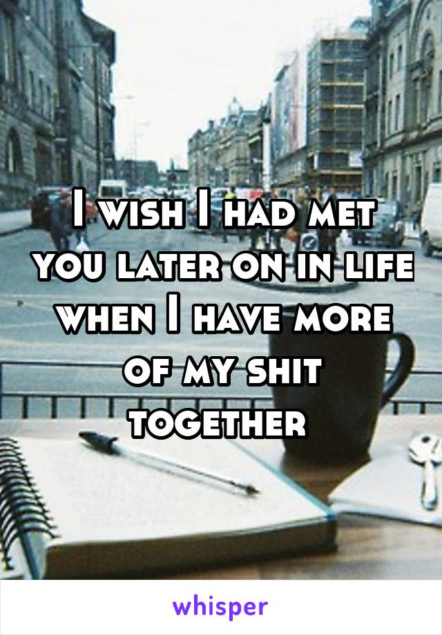 I wish I had met you later on in life when I have more of my shit together 