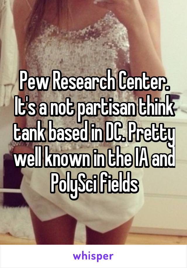 Pew Research Center. It's a not partisan think tank based in DC. Pretty well known in the IA and PolySci fields