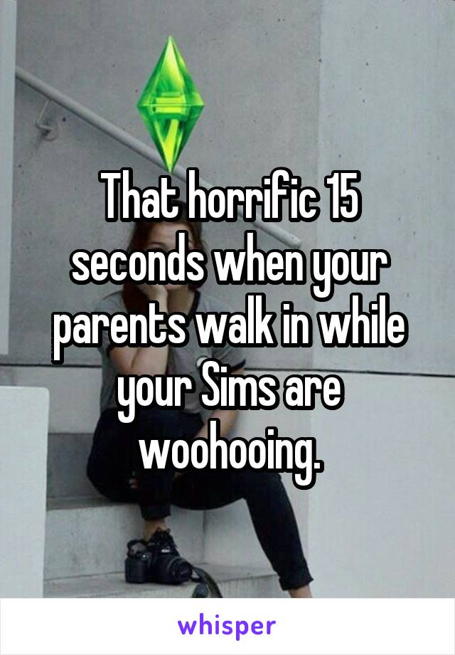 That horrific 15 seconds when your parents walk in while your Sims are woohooing.