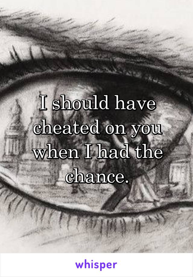 I should have cheated on you when I had the chance.