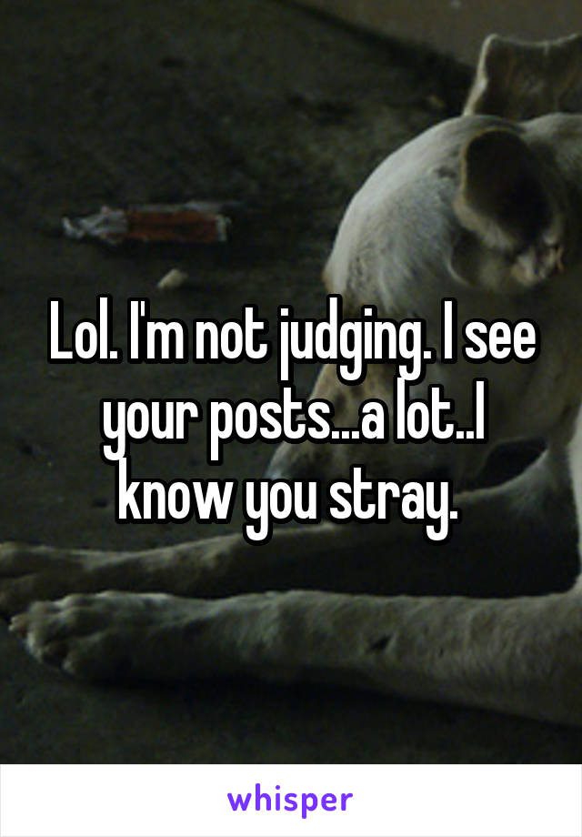 Lol. I'm not judging. I see your posts...a lot..I know you stray. 