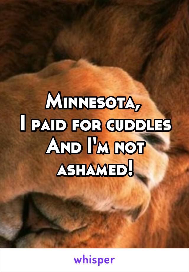 Minnesota, 
I paid for cuddles
And I'm not ashamed!