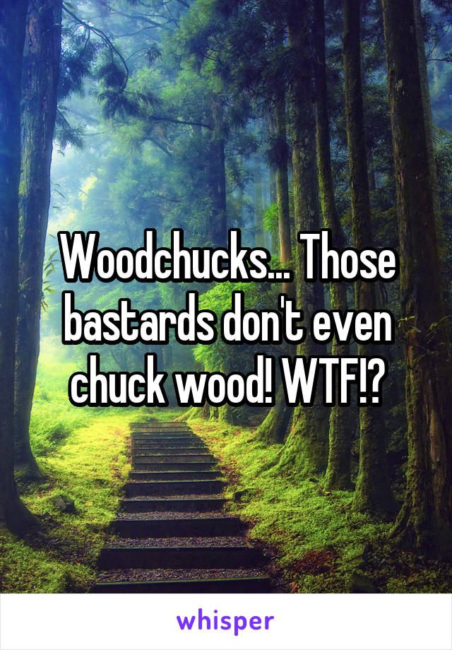 Woodchucks... Those bastards don't even chuck wood! WTF!?