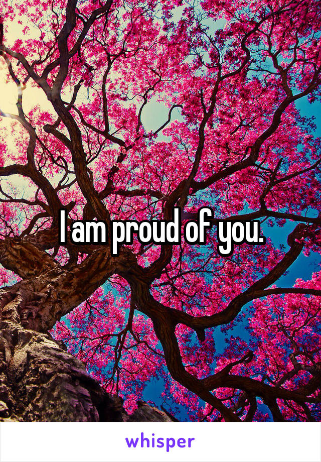 I am proud of you.