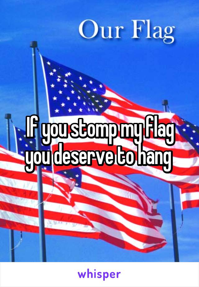 If you stomp my flag you deserve to hang 