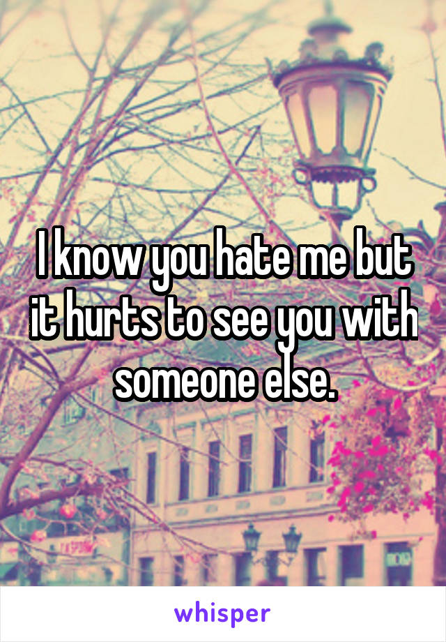 I know you hate me but it hurts to see you with someone else.