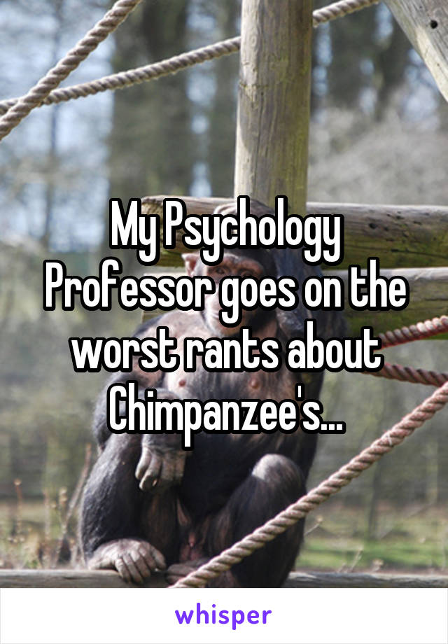 My Psychology Professor goes on the worst rants about Chimpanzee's...