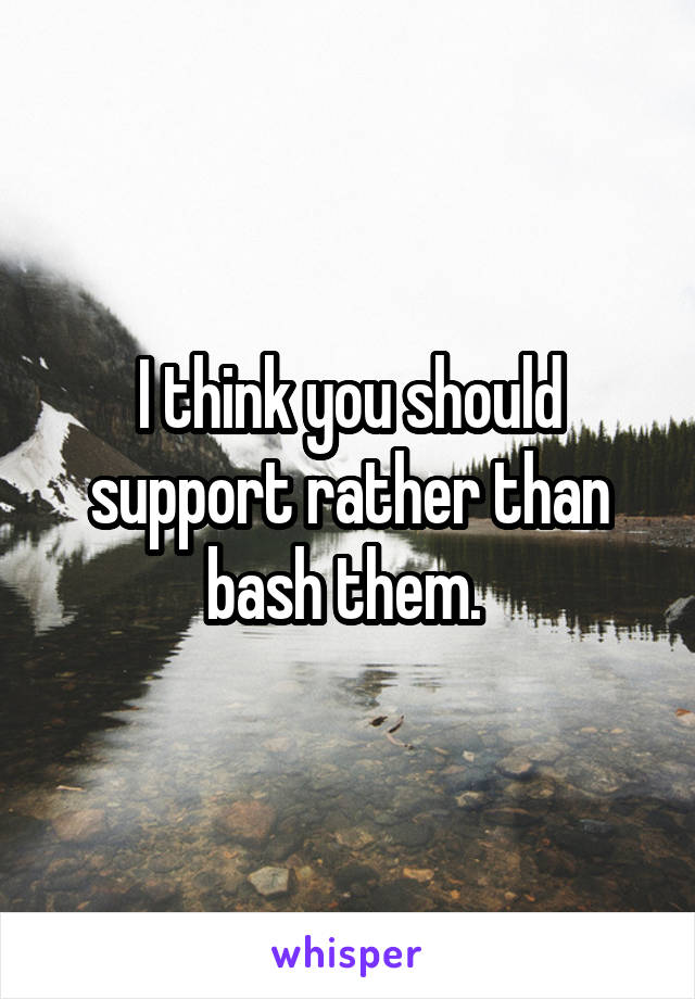 I think you should support rather than bash them. 