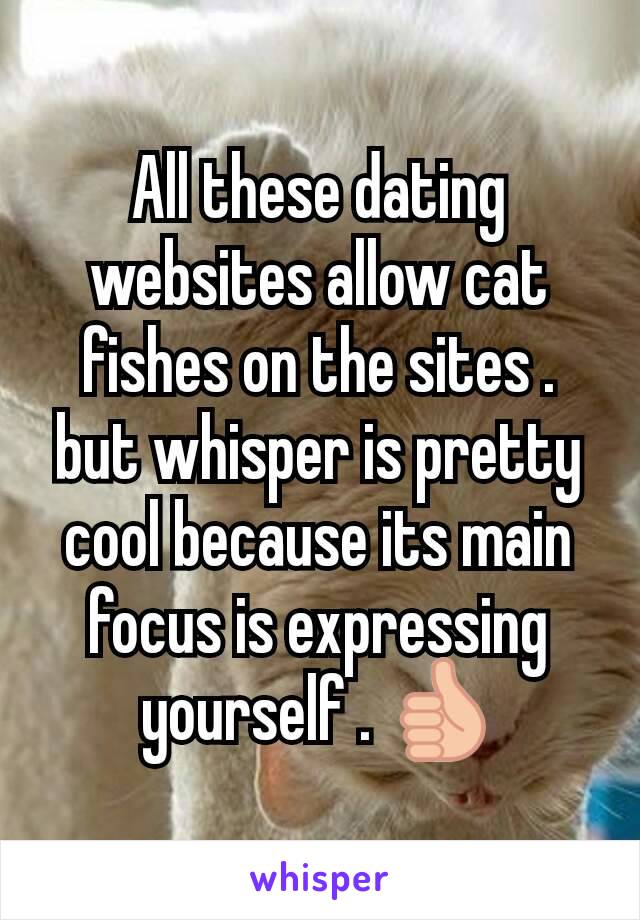 All these dating websites allow cat fishes on the sites . but whisper is pretty cool because its main focus is expressing yourself . 👍