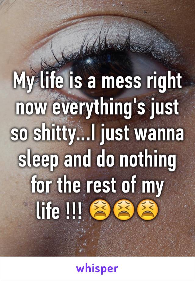 My life is a mess right now everything's just so shitty...I just wanna sleep and do nothing for the rest of my life !!! 😫😫😫