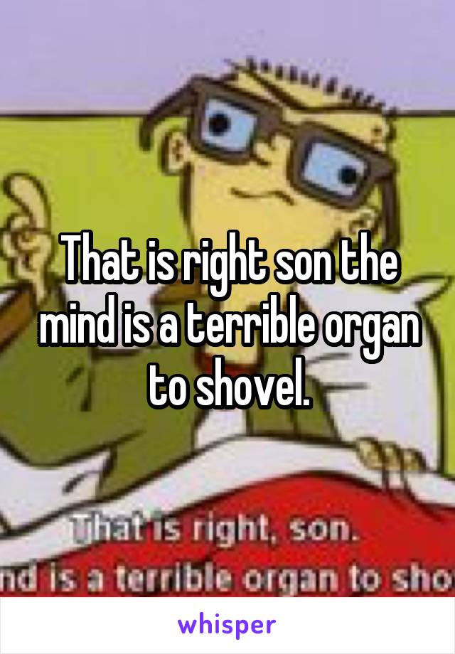 That is right son the mind is a terrible organ to shovel.