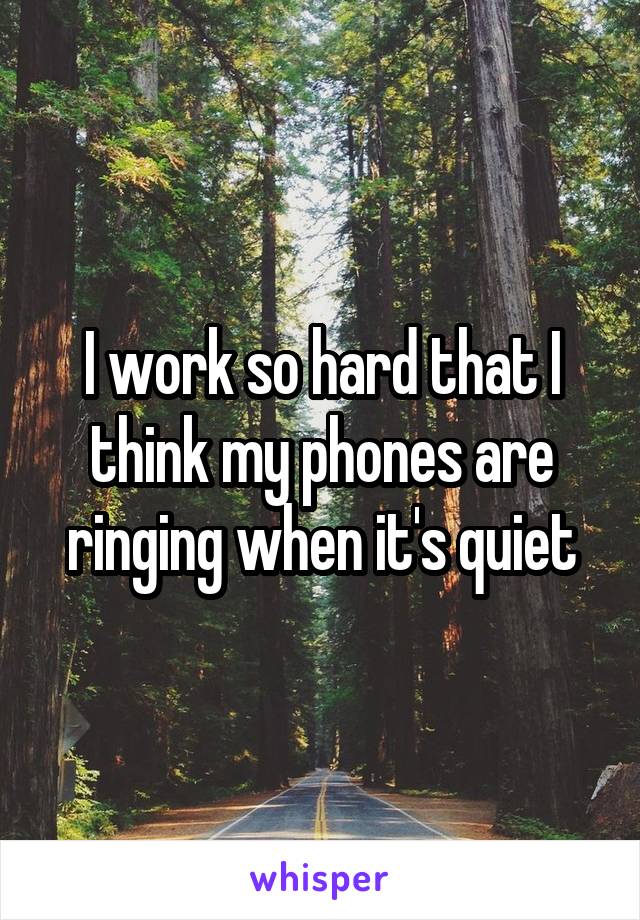 I work so hard that I think my phones are ringing when it's quiet