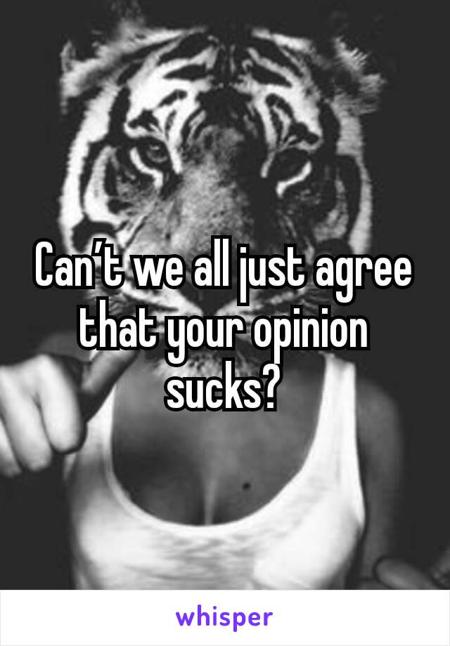 Can’t we all just agree that your opinion sucks?