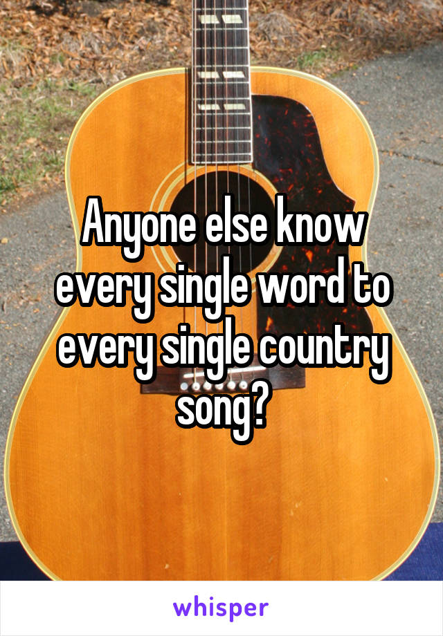 Anyone else know every single word to every single country song?