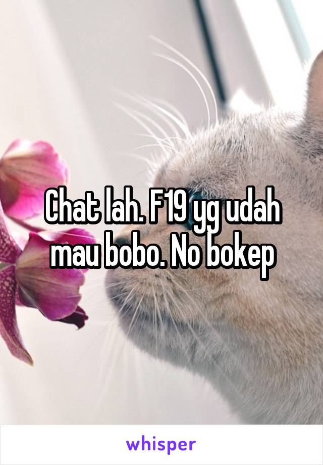 Chat lah. F19 yg udah mau bobo. No bokep