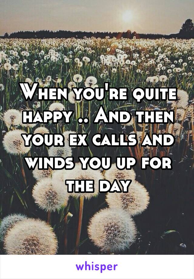 When you're quite happy .. And then your ex calls and winds you up for the day