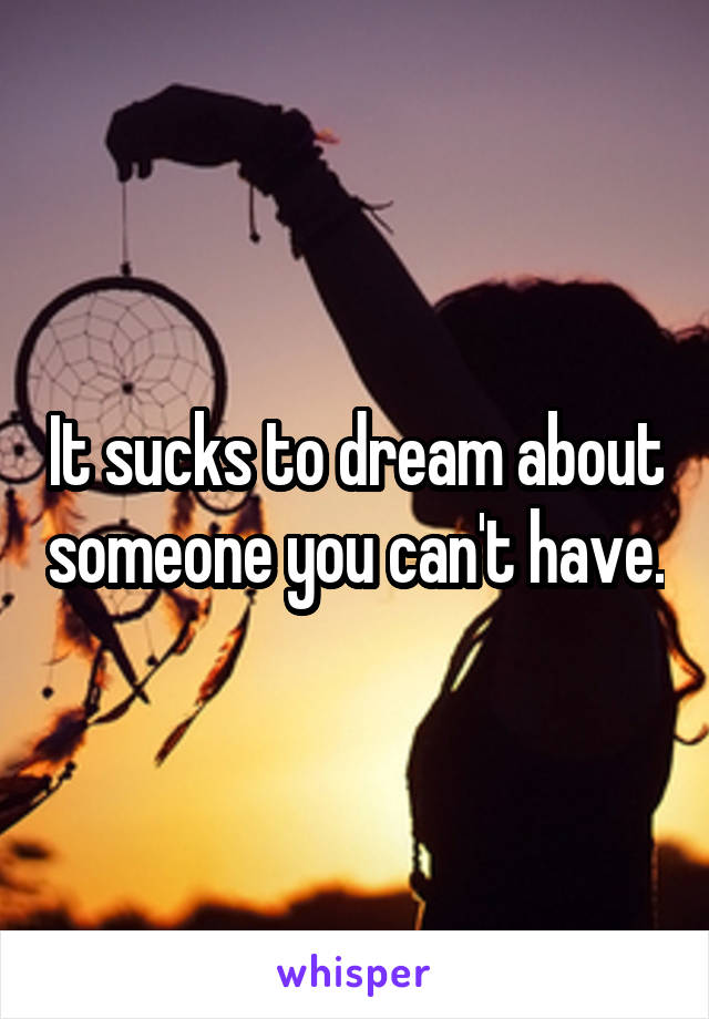 It sucks to dream about someone you can't have.