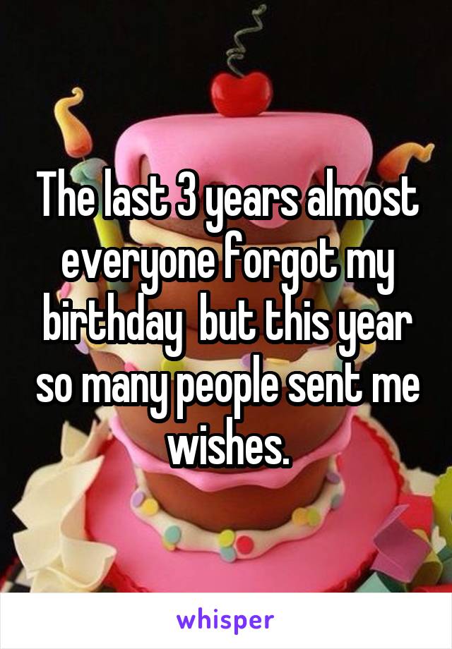 The last 3 years almost everyone forgot my birthday  but this year so many people sent me wishes.