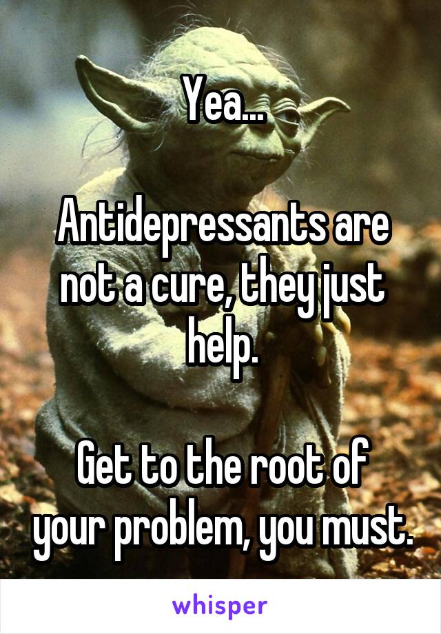 Yea...

Antidepressants are not a cure, they just help.

Get to the root of your problem, you must.