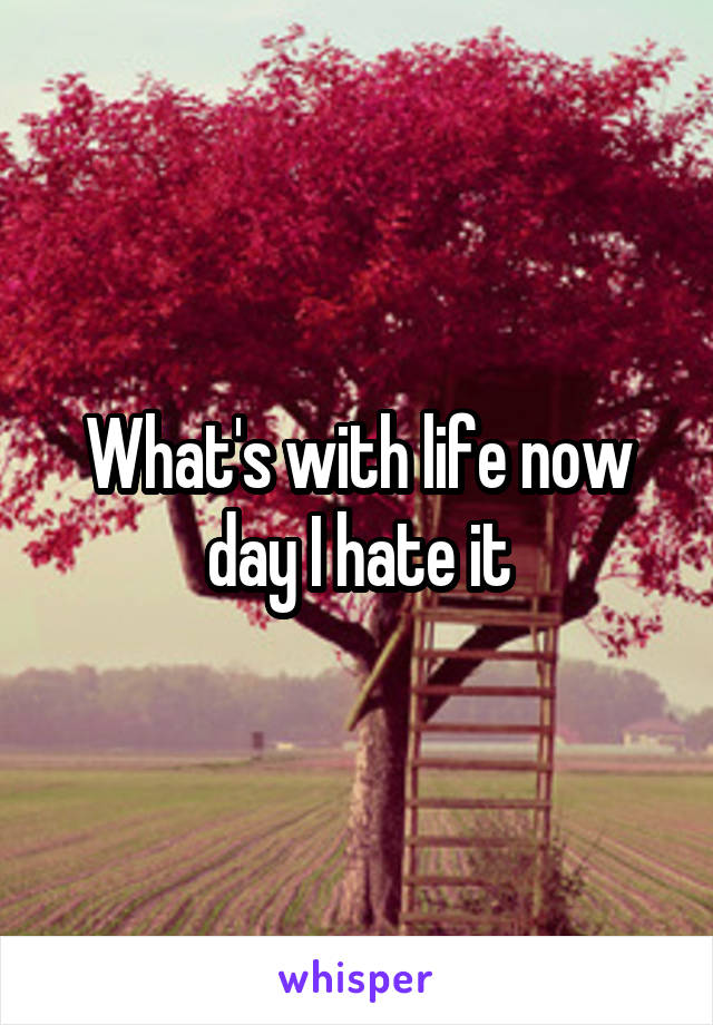 What's with life now day I hate it