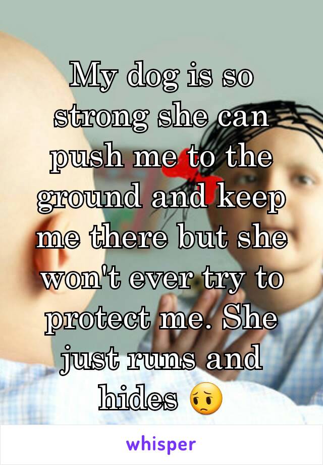 My dog is so strong she can push me to the ground and keep me there but she won't ever try to protect me. She just runs and hides 😔