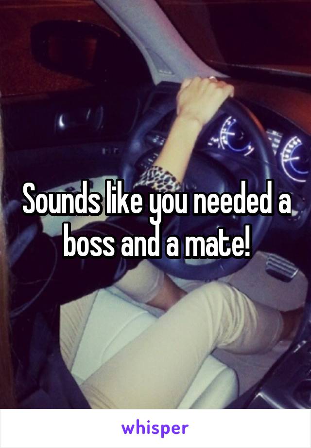 Sounds like you needed a boss and a mate!